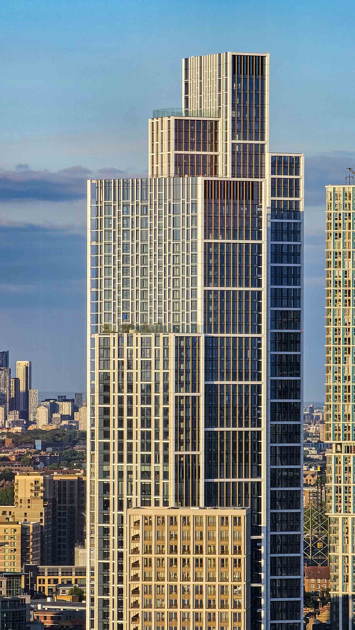 Close up of the facade of both One Nine Elms towers.