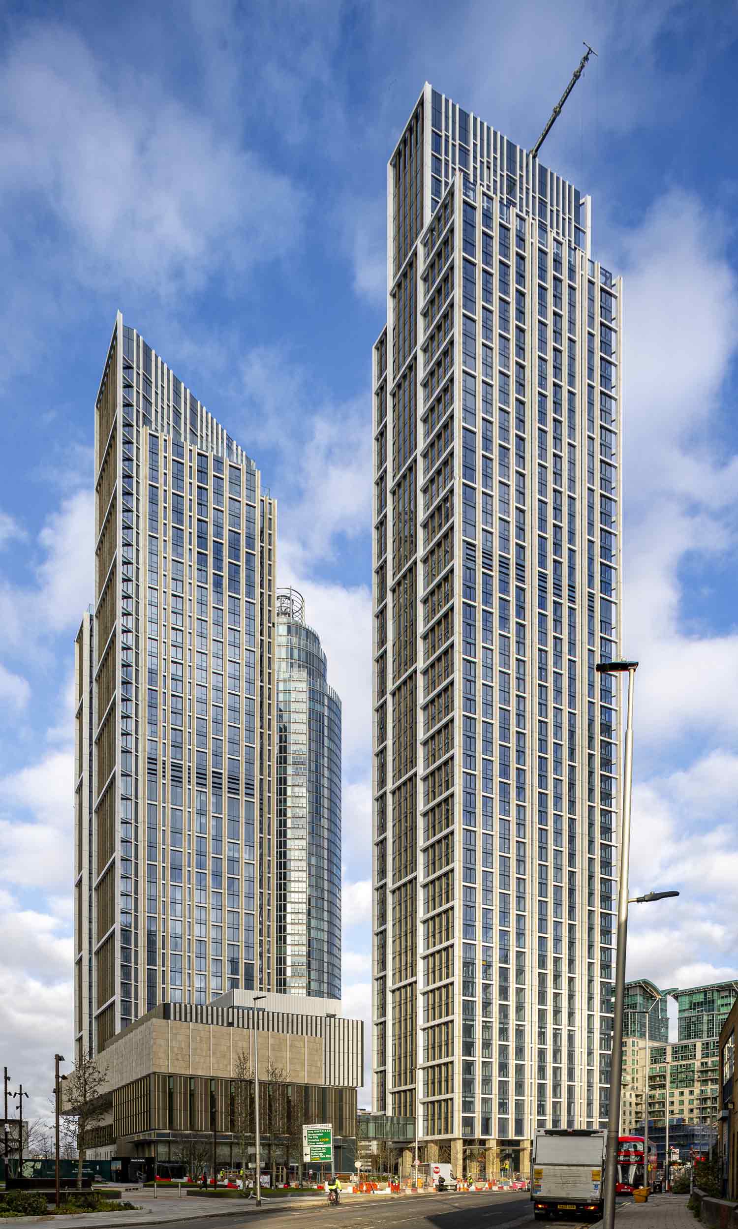 Both One Nine Elms towers completed on site.