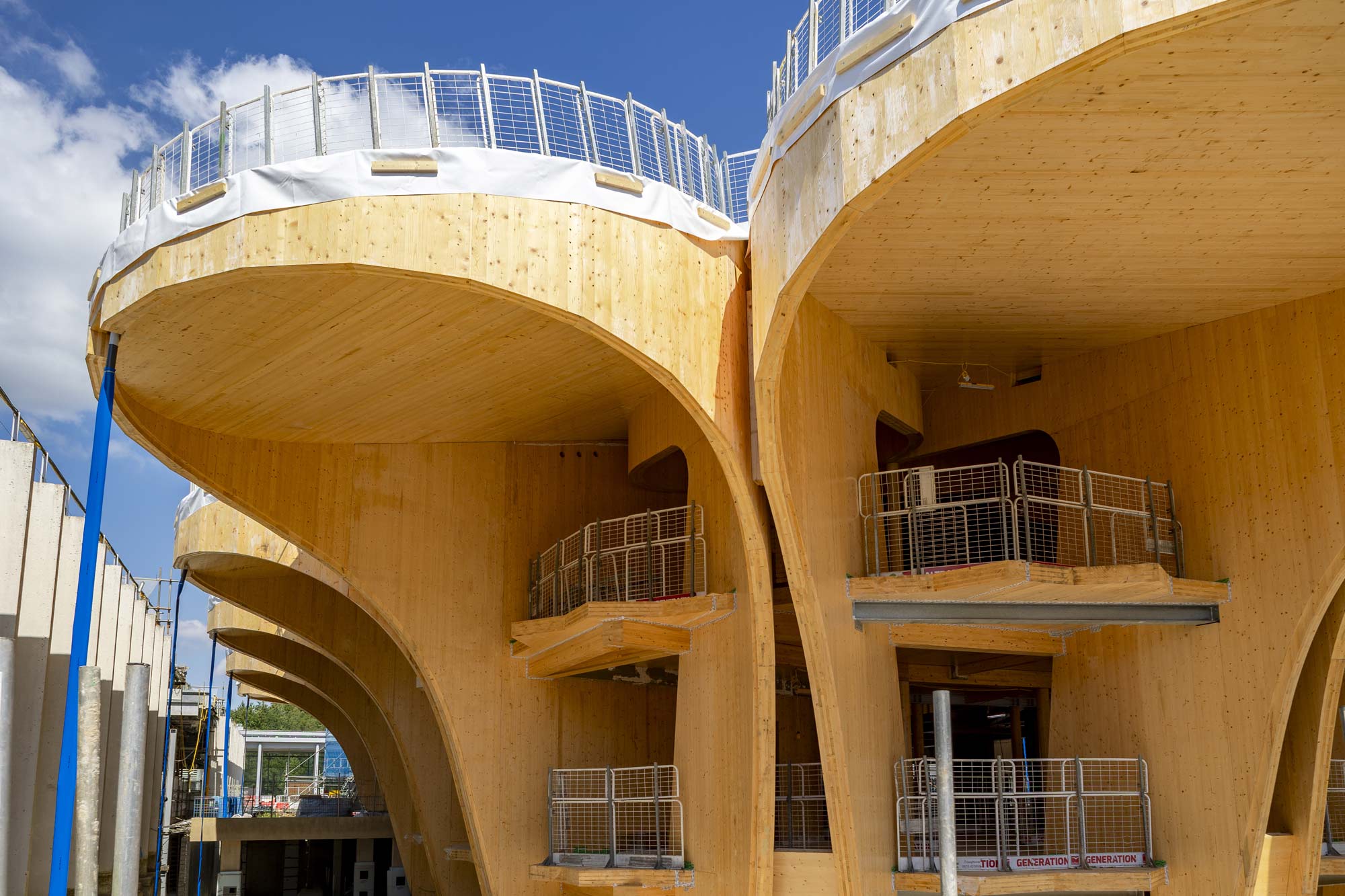 UCB Headquarters, Brain building exterior wood work.