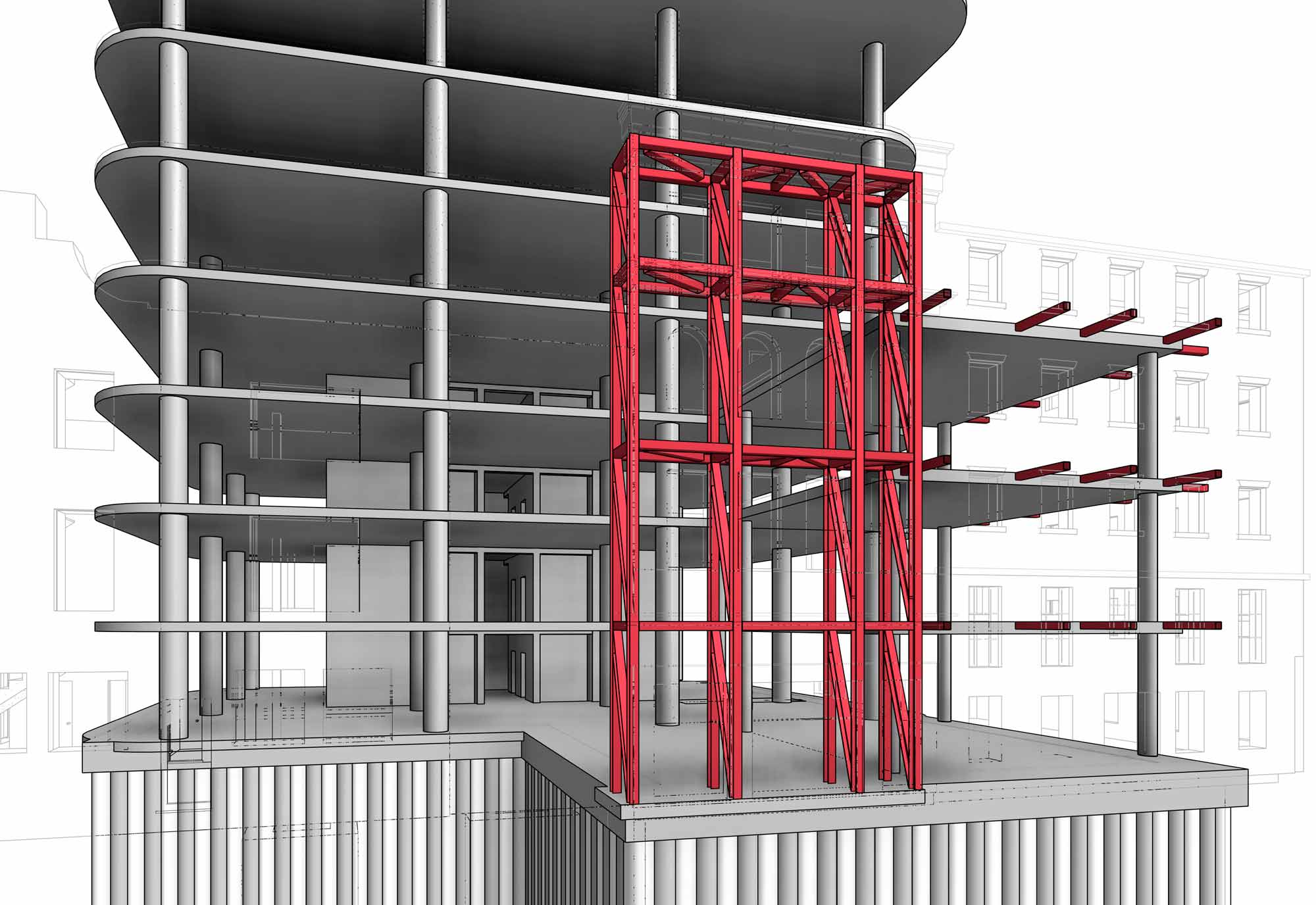 NXQ Manchester facade retention structure