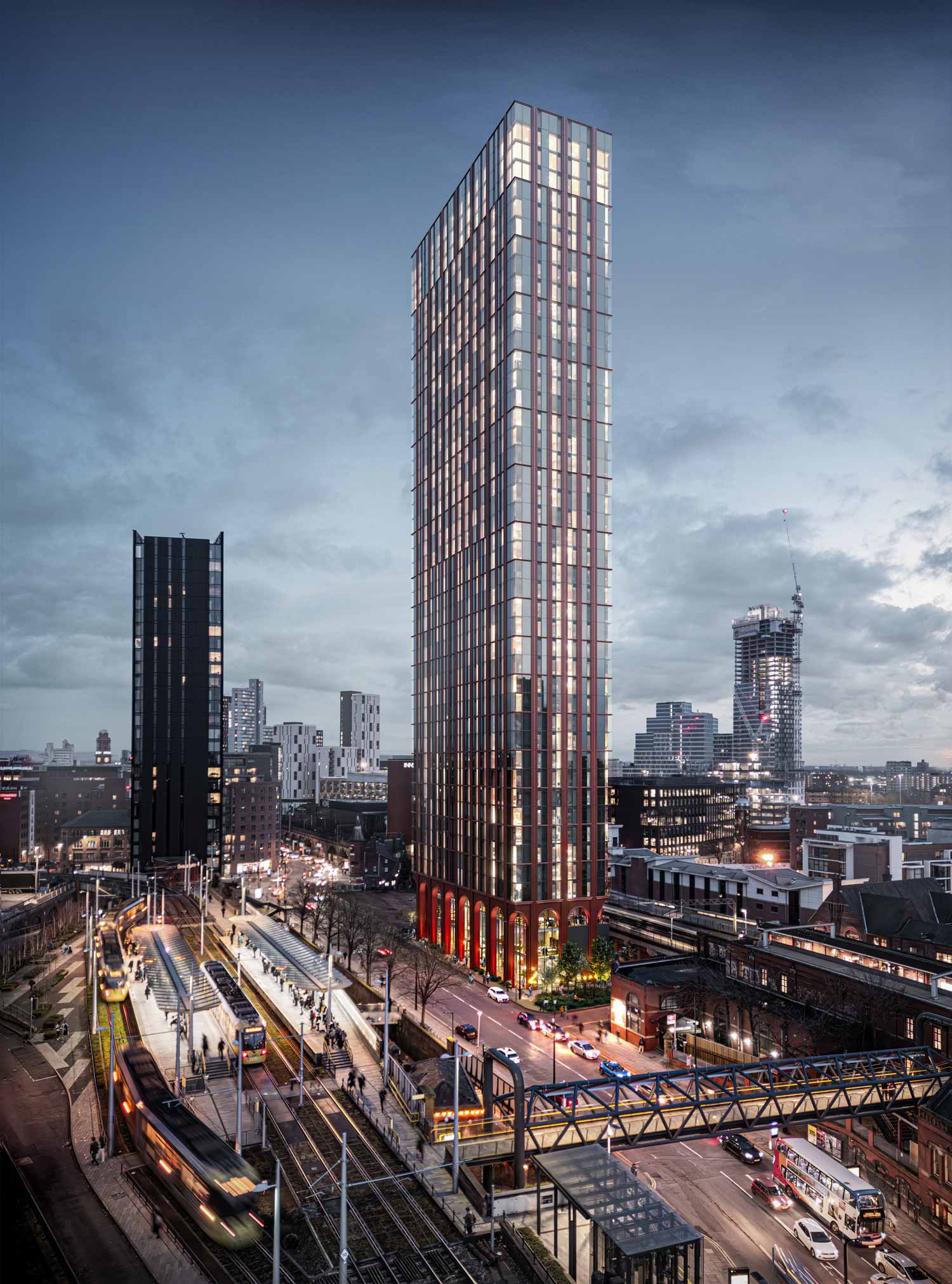 2–4 Whitworth Street aerial view render